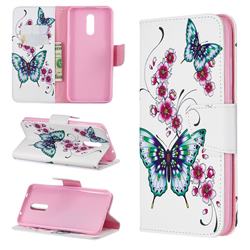 Peach Butterflies Leather Wallet Case for Nokia 3.2