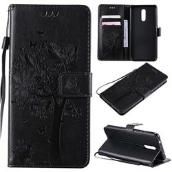 Embossing Butterfly Tree Leather Wallet Case for Nokia 3.2 - Black