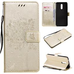 Embossing Butterfly Tree Leather Wallet Case for Nokia 3.2 - Champagne