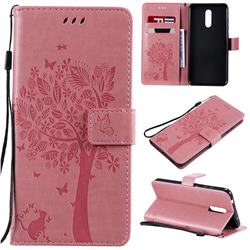 Embossing Butterfly Tree Leather Wallet Case for Nokia 3.2 - Pink