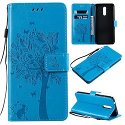 Embossing Butterfly Tree Leather Wallet Case for Nokia 3.2 - Blue