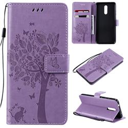 Embossing Butterfly Tree Leather Wallet Case for Nokia 3.2 - Violet