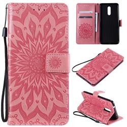 Embossing Sunflower Leather Wallet Case for Nokia 3.2 - Pink