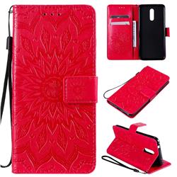 Embossing Sunflower Leather Wallet Case for Nokia 3.2 - Red