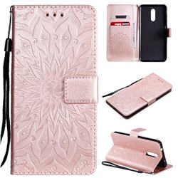 Embossing Sunflower Leather Wallet Case for Nokia 3.2 - Rose Gold
