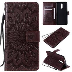 Embossing Sunflower Leather Wallet Case for Nokia 3.2 - Brown