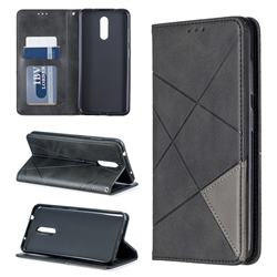 Prismatic Slim Magnetic Sucking Stitching Wallet Flip Cover for Nokia 3.2 - Black