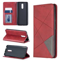 Prismatic Slim Magnetic Sucking Stitching Wallet Flip Cover for Nokia 3.2 - Red