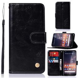 Luxury Retro Leather Wallet Case for Nokia 3.2 - Black