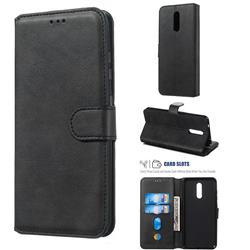 Retro Calf Matte Leather Wallet Phone Case for Nokia 3.2 - Black