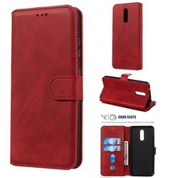 Retro Calf Matte Leather Wallet Phone Case for Nokia 3.2 - Red