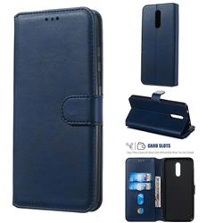 Retro Calf Matte Leather Wallet Phone Case for Nokia 3.2 - Blue