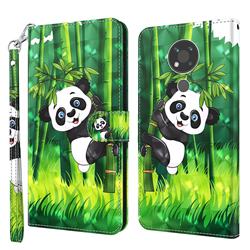 Climbing Bamboo Panda 3D Painted Leather Wallet Case for Nokia 3.4