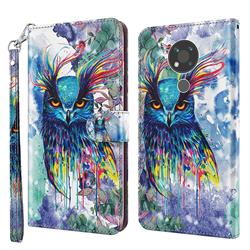 Watercolor Owl 3D Painted Leather Wallet Case for Nokia 3.4