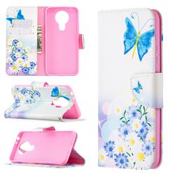 Butterflies Flowers Leather Wallet Case for Nokia 3.4
