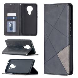 Prismatic Slim Magnetic Sucking Stitching Wallet Flip Cover for Nokia 3.4 - Black
