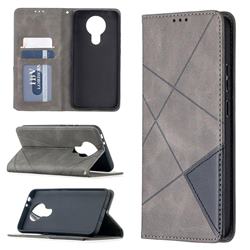 Prismatic Slim Magnetic Sucking Stitching Wallet Flip Cover for Nokia 3.4 - Gray