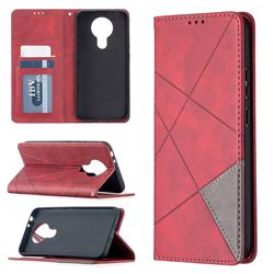 Prismatic Slim Magnetic Sucking Stitching Wallet Flip Cover for Nokia 3.4 - Red