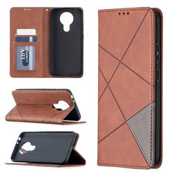 Prismatic Slim Magnetic Sucking Stitching Wallet Flip Cover for Nokia 3.4 - Brown