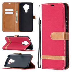 Jeans Cowboy Denim Leather Wallet Case for Nokia 3.4 - Red