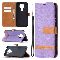 Jeans Cowboy Denim Leather Wallet Case for Nokia 3.4 - Purple