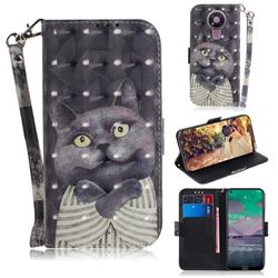 Cat Embrace 3D Painted Leather Wallet Phone Case for Nokia 3.4
