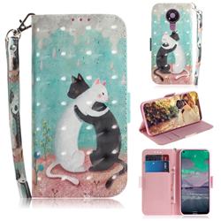 Black and White Cat 3D Painted Leather Wallet Phone Case for Nokia 3.4