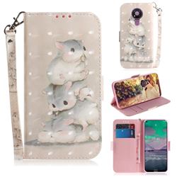 Three Squirrels 3D Painted Leather Wallet Phone Case for Nokia 3.4
