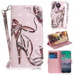 Butterfly High Heels 3D Painted Leather Wallet Phone Case for Nokia 3.4