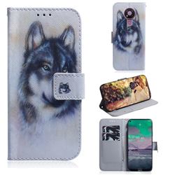 Snow Wolf PU Leather Wallet Case for Nokia 3.4