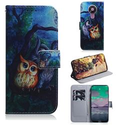 Oil Painting Owl PU Leather Wallet Case for Nokia 3.4