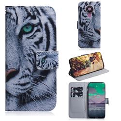 White Tiger PU Leather Wallet Case for Nokia 3.4