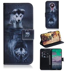 Wolf and Dog PU Leather Wallet Case for Nokia 3.4