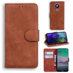 Retro Classic Skin Feel Leather Wallet Phone Case for Nokia 3.4 - Brown