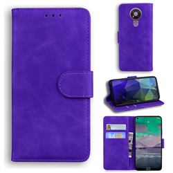 Retro Classic Skin Feel Leather Wallet Phone Case for Nokia 3.4 - Purple