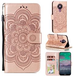 Intricate Embossing Datura Solar Leather Wallet Case for Nokia 3.4 - Rose Gold