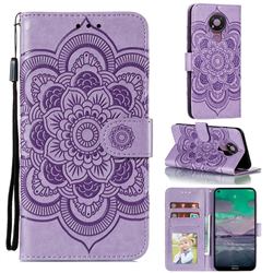 Intricate Embossing Datura Solar Leather Wallet Case for Nokia 3.4 - Purple
