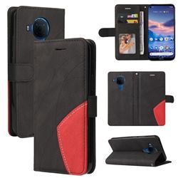 Luxury Two-color Stitching Leather Wallet Case Cover for Nokia 3.4 - Black