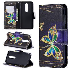 Golden Shining Butterfly Leather Wallet Case for Nokia 4.2