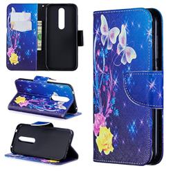 Yellow Flower Butterfly Leather Wallet Case for Nokia 4.2