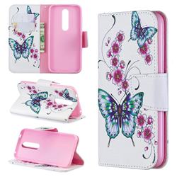Peach Butterflies Leather Wallet Case for Nokia 4.2