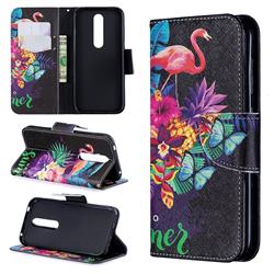 Flowers Flamingos Leather Wallet Case for Nokia 4.2