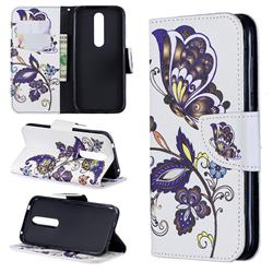 Butterflies and Flowers Leather Wallet Case for Nokia 4.2