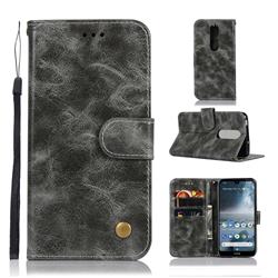 Luxury Retro Leather Wallet Case for Nokia 4.2 - Gray