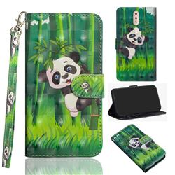 Climbing Bamboo Panda 3D Painted Leather Wallet Case for Nokia 4.2