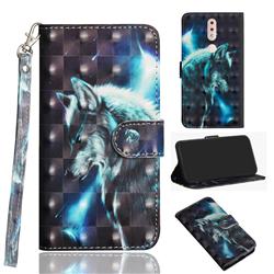 Snow Wolf 3D Painted Leather Wallet Case for Nokia 4.2