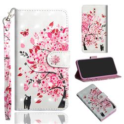 Tree and Cat 3D Painted Leather Wallet Case for Nokia 4.2