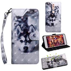 Husky Dog 3D Painted Leather Wallet Case for Nokia 4.2