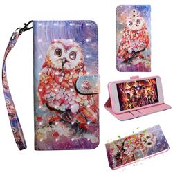 Colored Owl 3D Painted Leather Wallet Case for Nokia 4.2