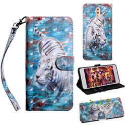 White Tiger 3D Painted Leather Wallet Case for Nokia 4.2